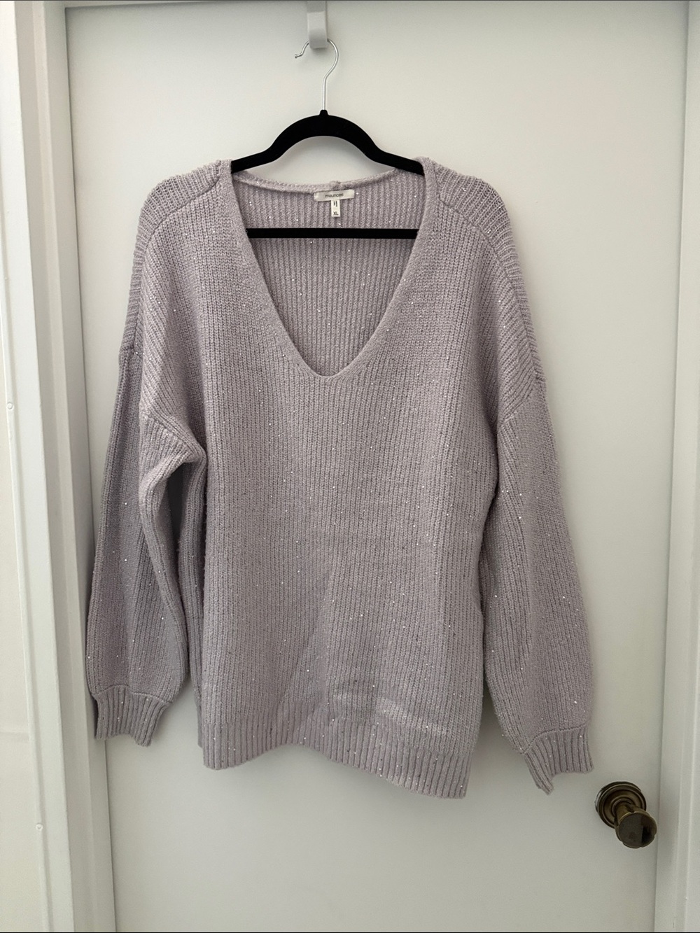 Light Lavender Sequin V-Neck Women's Sweater